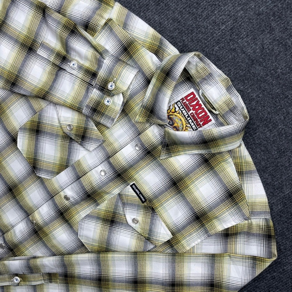 Dixxon Flannel Co x Sublime Yellow Plaid Pearl Snap Shirt Mens Small Streetwear